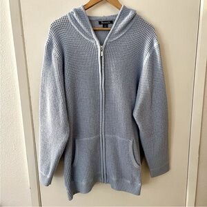 Roaman’s Zip Front Waffle Knit Sweater Hoodie